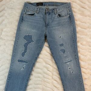 J.Crew Distressed Light Blue Broken In Boyfriend Jeans